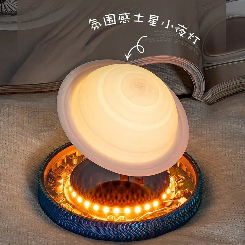 Magnetic suspension moon night lamp with 3D printed celestial design in floating decorative style