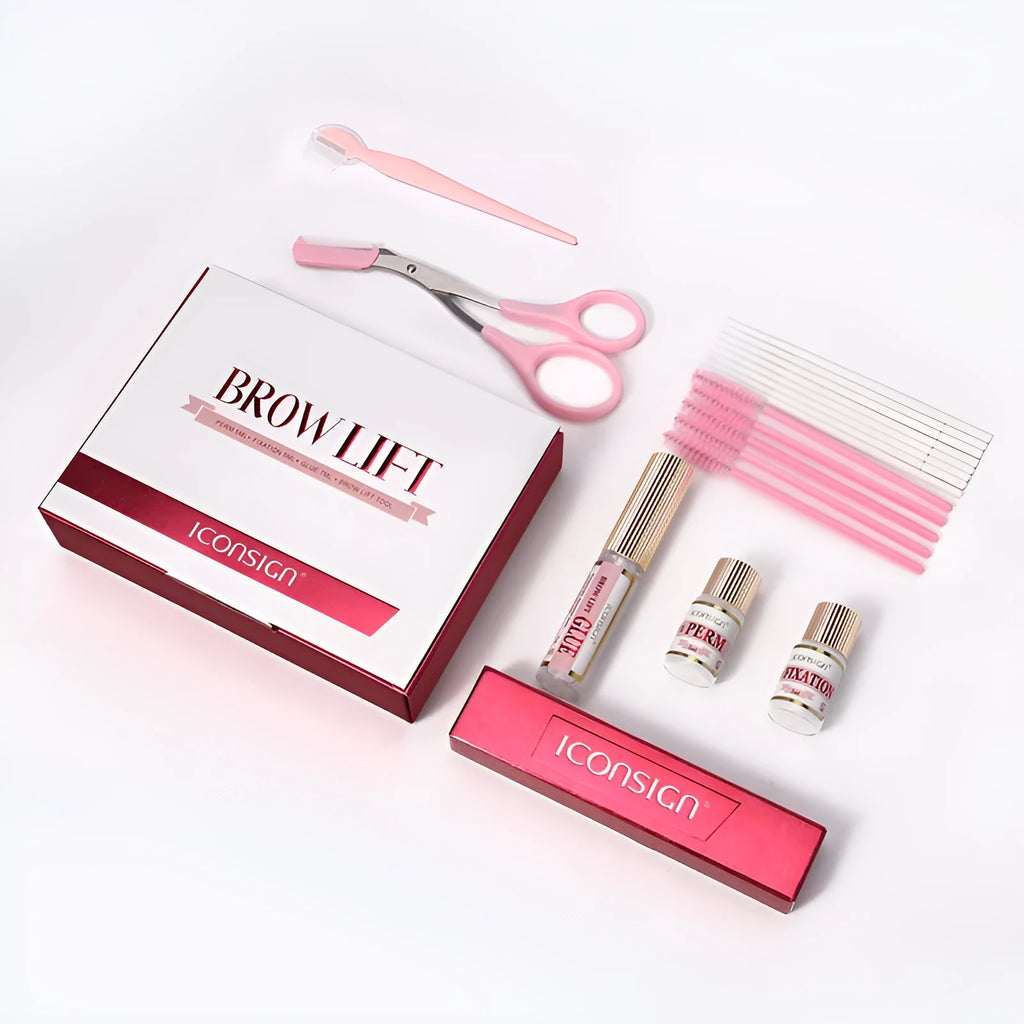 Pink Eyebrow Quick Ironing suit kit for eyebrow perming treatments.
