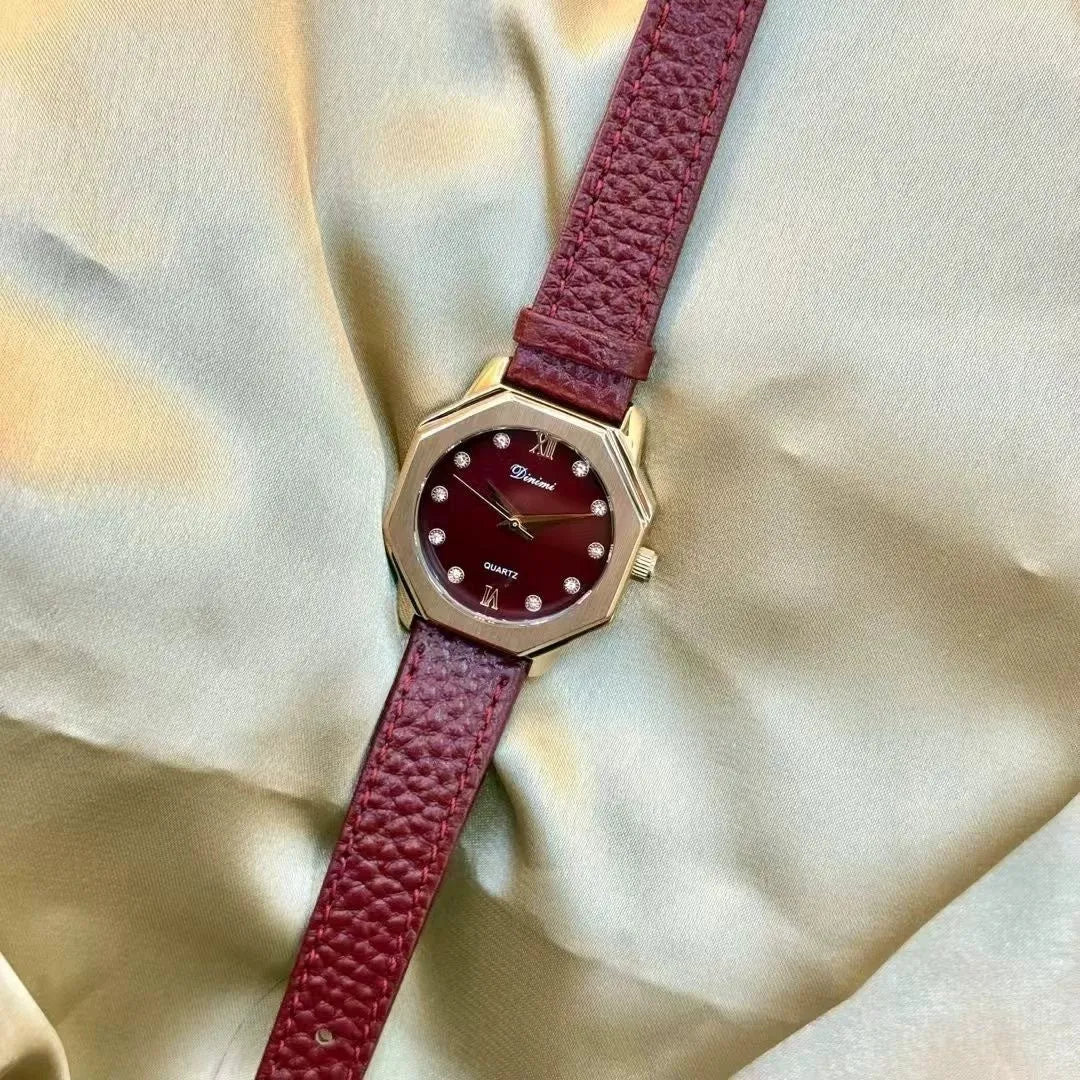 Alloy Ankela Red women's wristwatch with Chinese style design, 8mm thick case