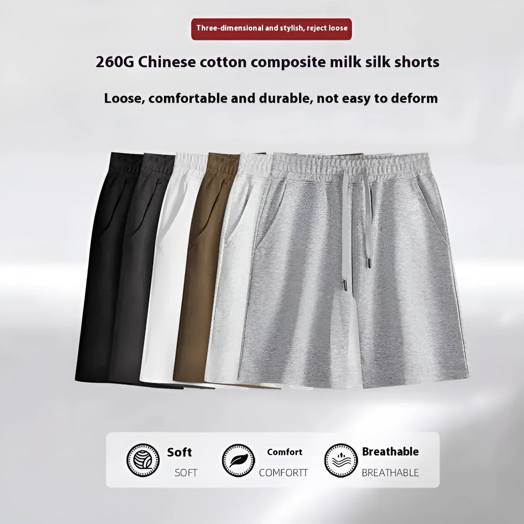 Cotton straight leg sports shorts in multiple colours with micro-elastic fabric