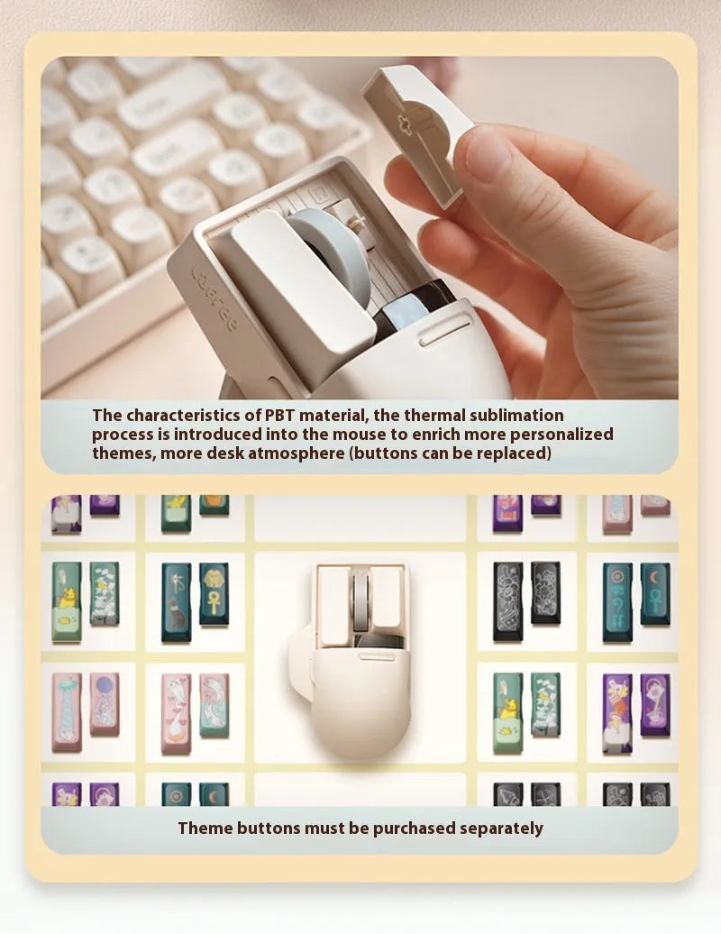 Xiaoqiao Tofu-coloured three-mode wireless mouse with USB-C cable on a desk