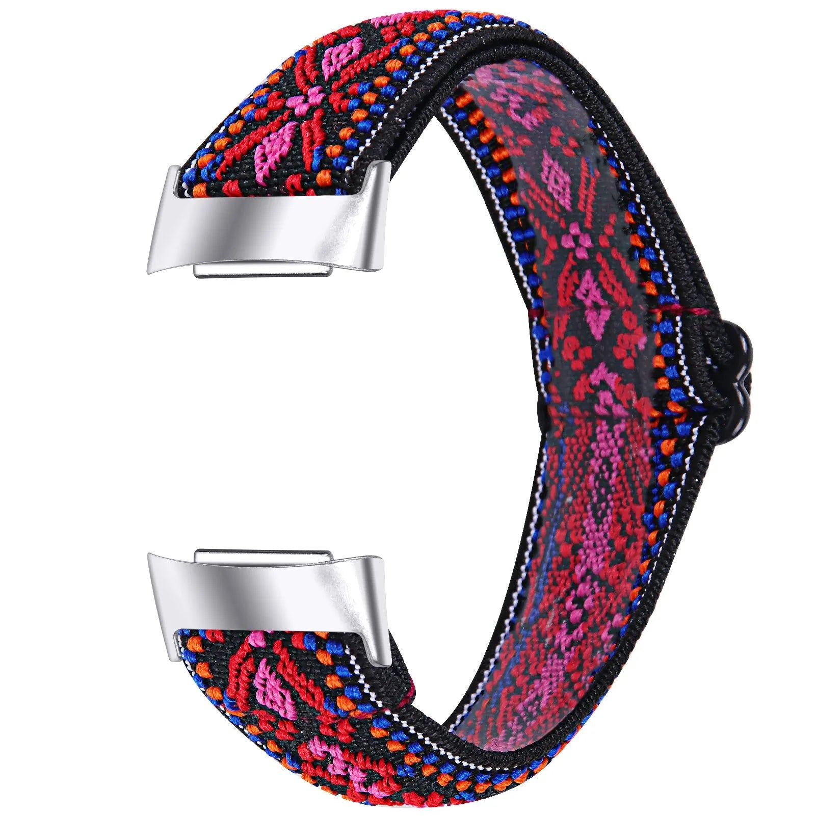 Printed elastic replacement strap for Fitbit Charge 6 watch in adjustable design with colourful patterns