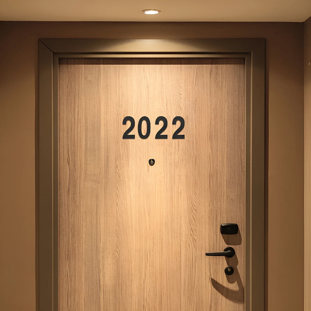 Black stainless steel sticky house number 7.5cm waterproof self-adhesive for outdoor door