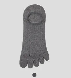 Modal cotton five-finger ultra-thin boat socks in solid colours including black, grey, khaki, and white.