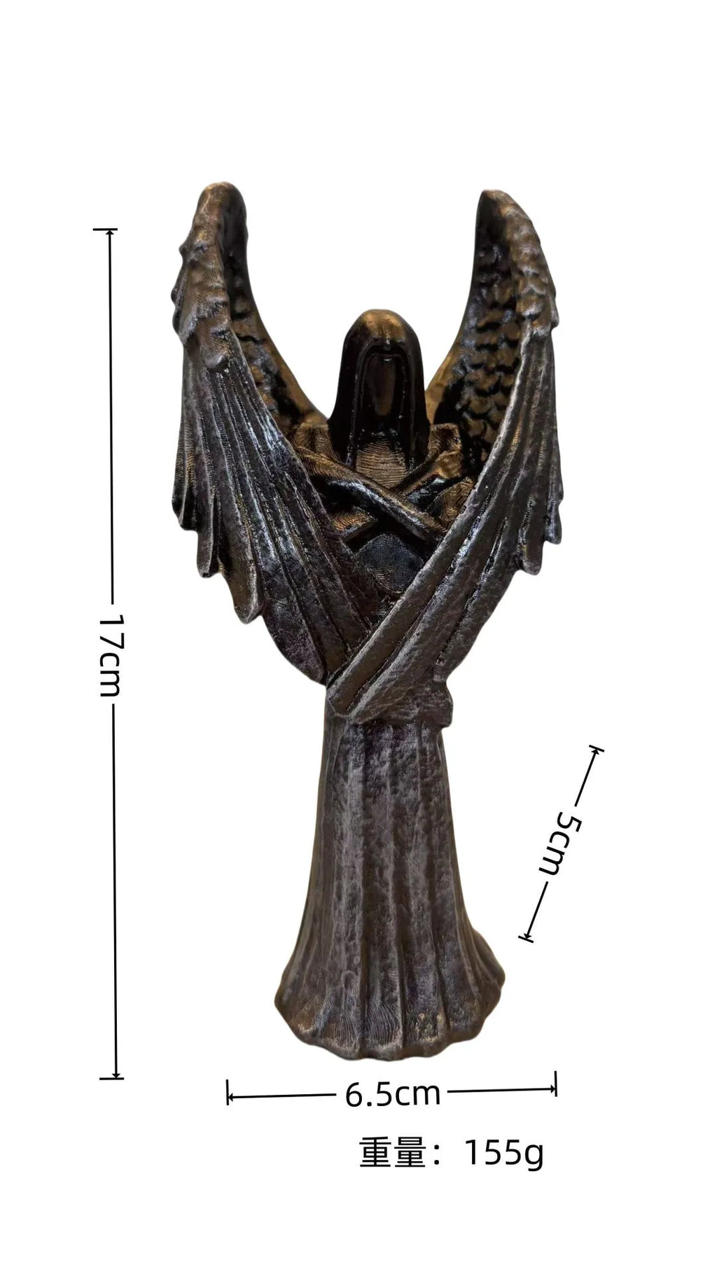 Dark Angel resin craft statue ornament measuring 17cm tall on a display surface.