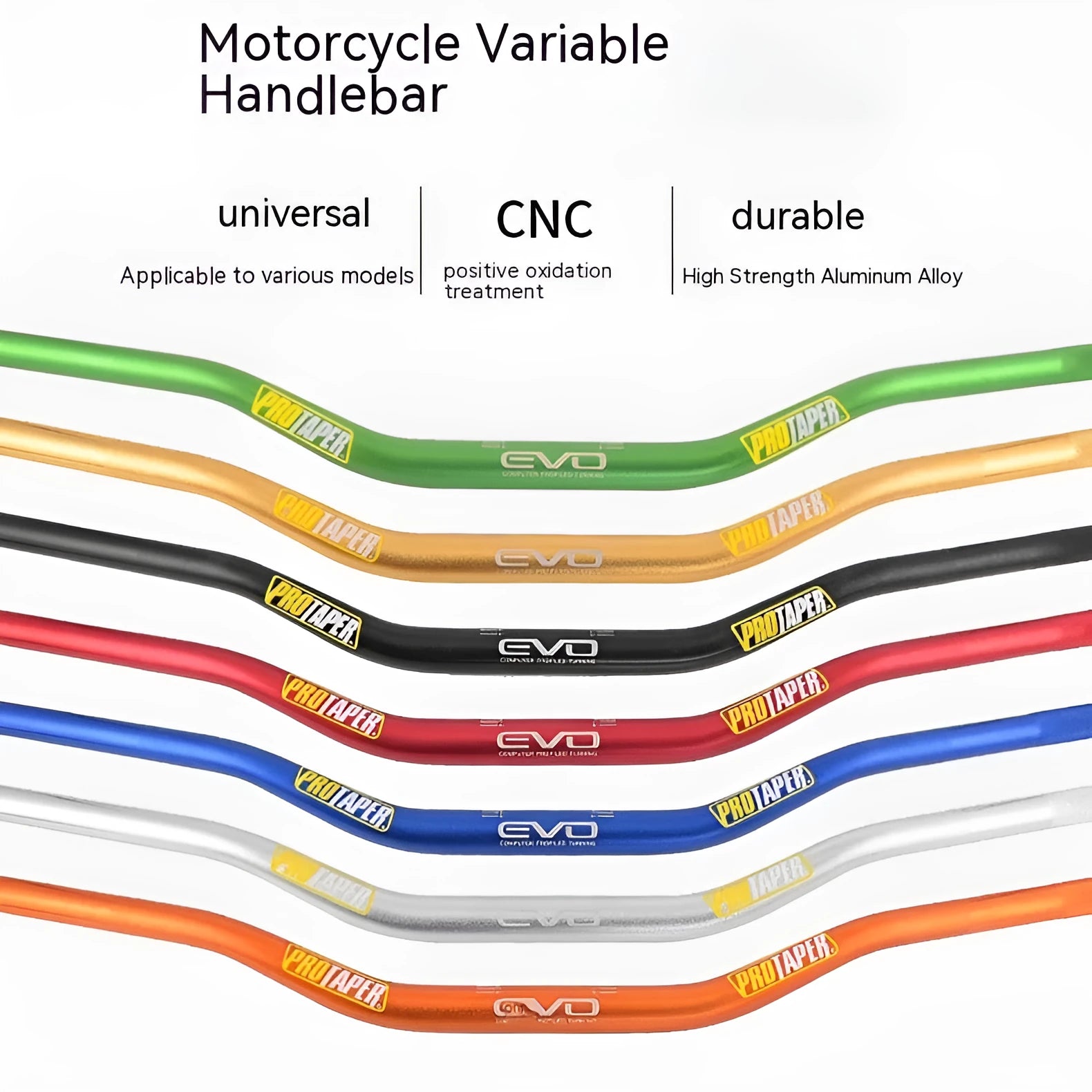 Orange aluminium alloy scrambling motorcycle handlebar with 28mm diameter, 80cm width, and 10cm rise.