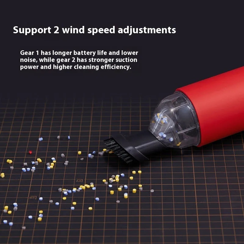 Portable desktop nozzle dust and debris cleaner vacuum with metal nozzle