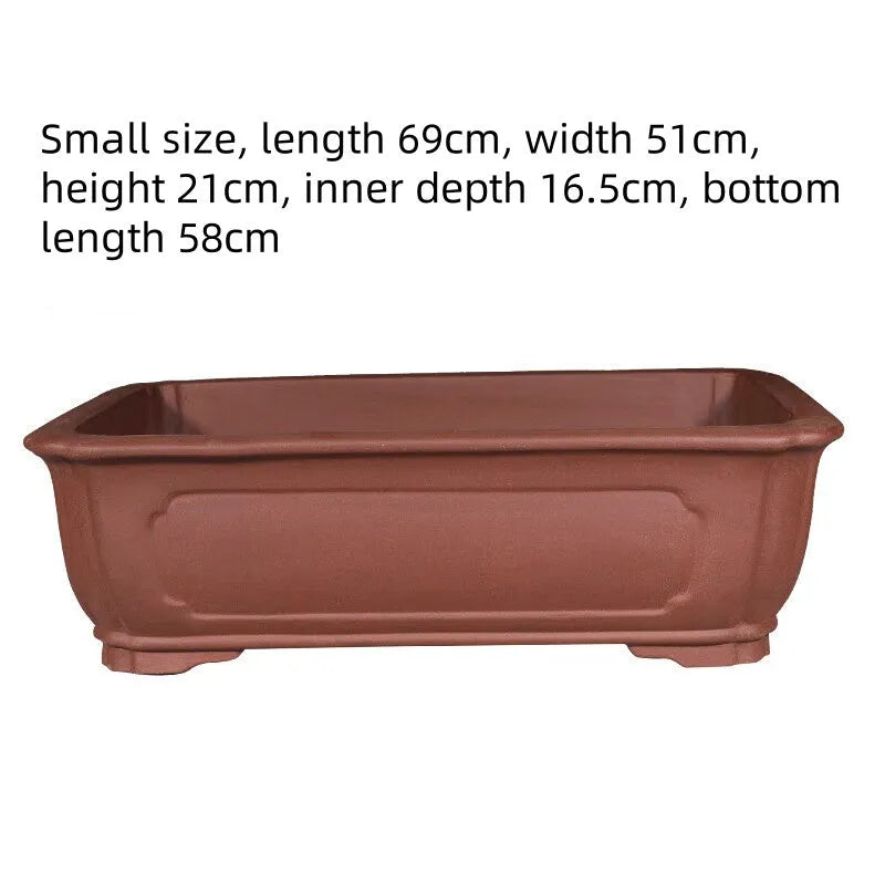 Large rectangular purple clay bonsai pot for indoor plants with three size options