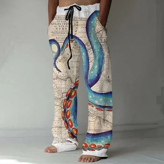Casual straight-leg loose drawstring trousers in multiple colours with elastic waistband and side pockets