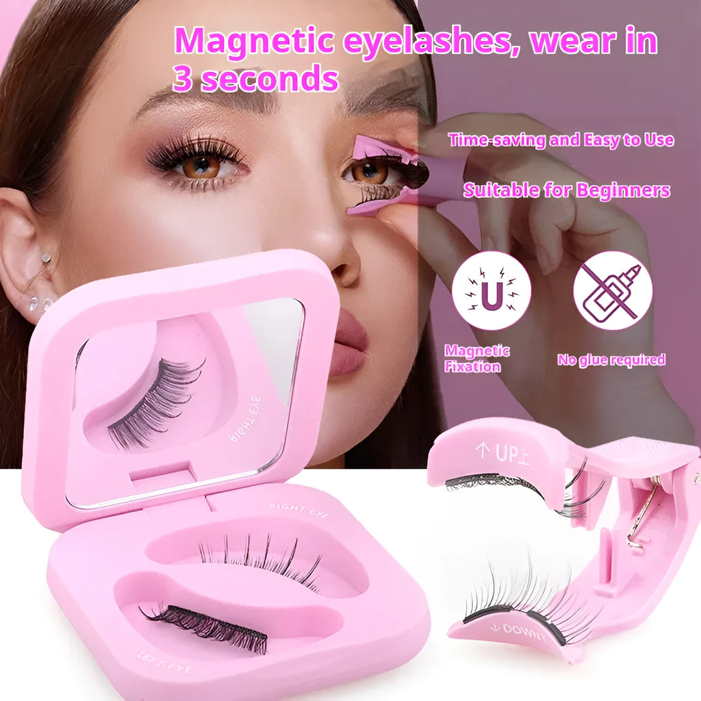 Soft magnetic eyelashes thick lasting reusable cross style high-grade fiber natural long look cloud black shade