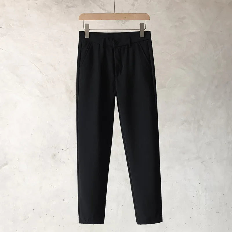 Boys slim straight trousers in wool blend fabric with tapered design and straight leg opening
