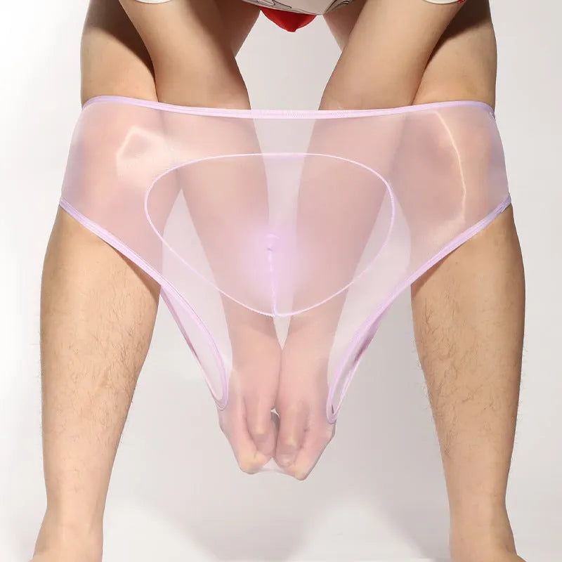Men's silky nylon briefs with bullet separation pouch in multiple colour options
