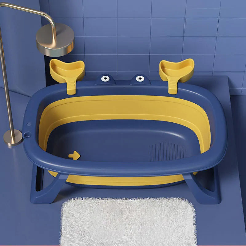 Blue foldable PVC pet tub for small cats and dogs showing portable design