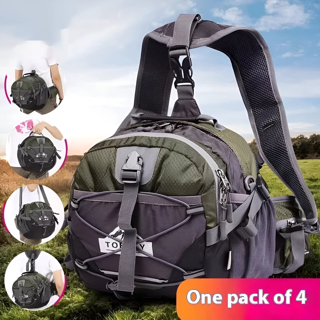 Outdoor multi-functional sports waist bag in Army Green with 18L capacity and nylon construction, shown as crossbody bag
