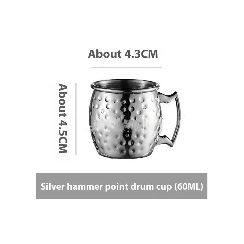 Stainless steel Moscow Mule cup with copper interior in silver, gold, rose gold or black colours