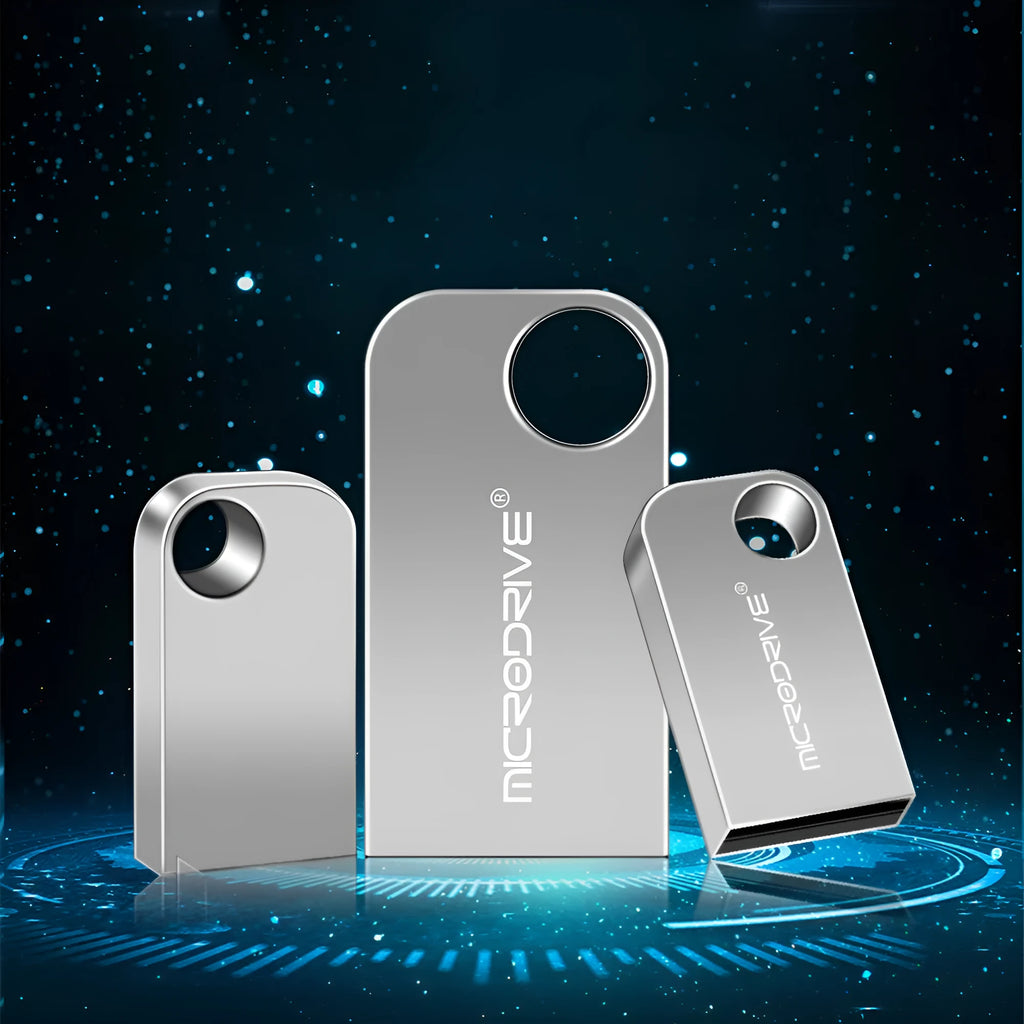 Silver gray metal USB flash drive with rotating connector, 64GB capacity, vehicle-mounted design.