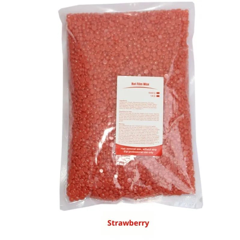 500g solid hard wax granules in a box for paper-free full body hair removal, available in multiple colours