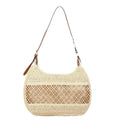Women's straw crossbody bag in khaki colour with sandwich pocket compartment