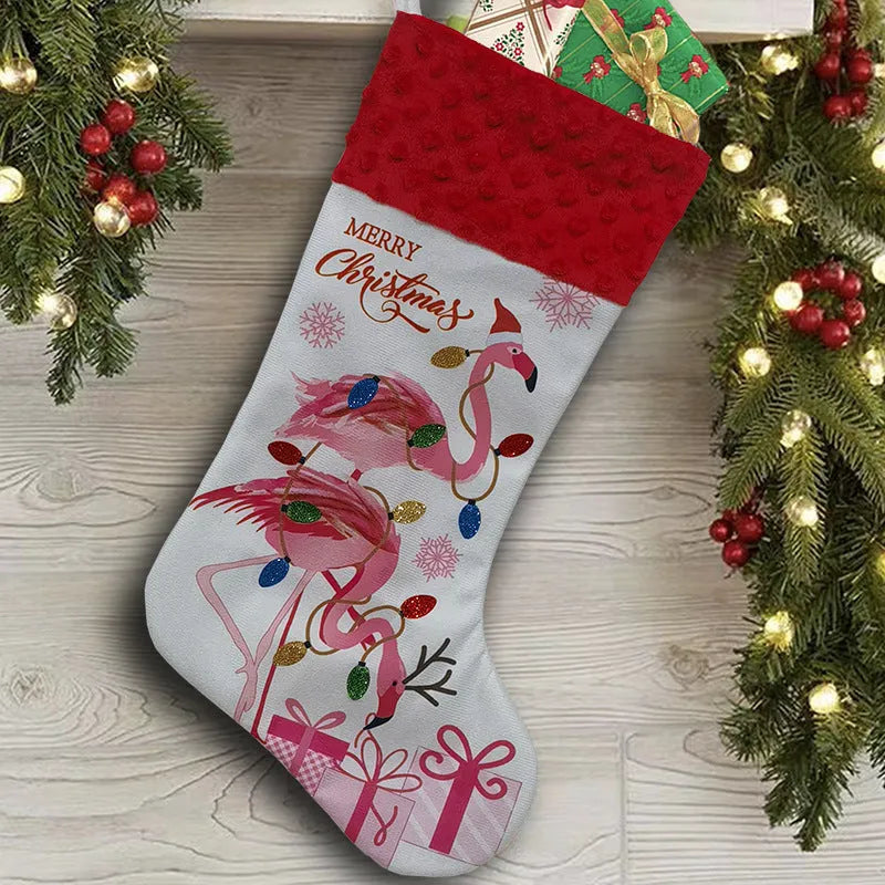 Cloth Christmas stocking decoration measuring 46x28cm in American holiday style