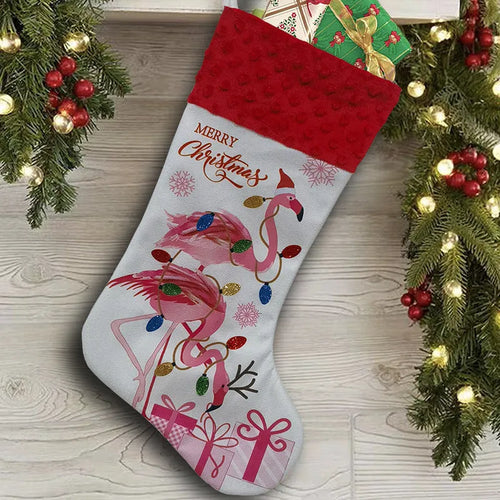 Cloth Christmas stocking decoration measuring 46x28cm in American holiday style