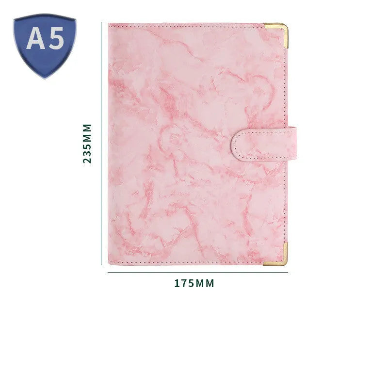 Removable notepad with marble pattern, PU cover, A5 size, 100 sheets of smooth 80G paper