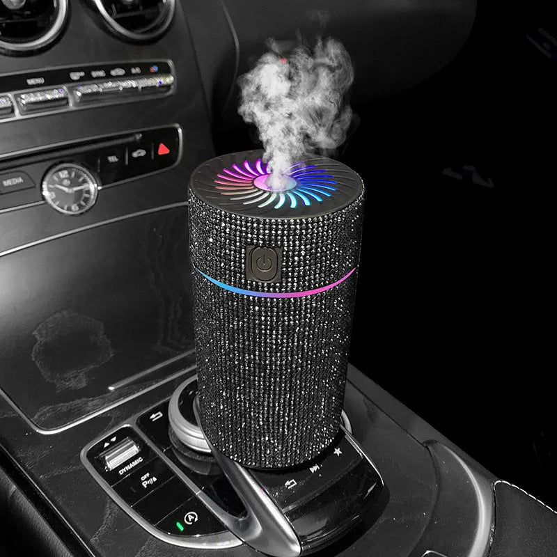 Car mounted air purification humidifier in diamond design with USB power cord
