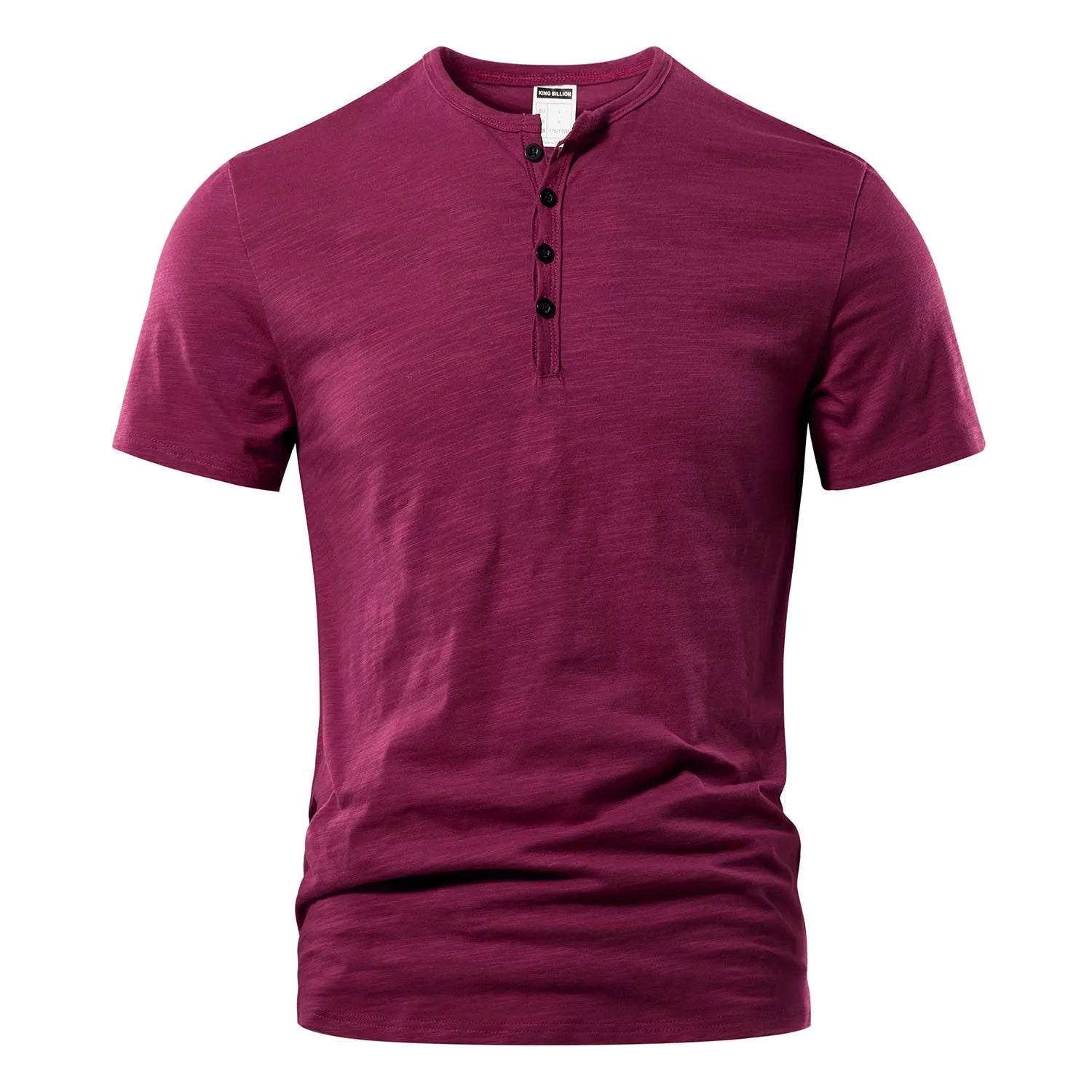 Men's slub cotton short sleeve t-shirt in a solid colour on a hanger