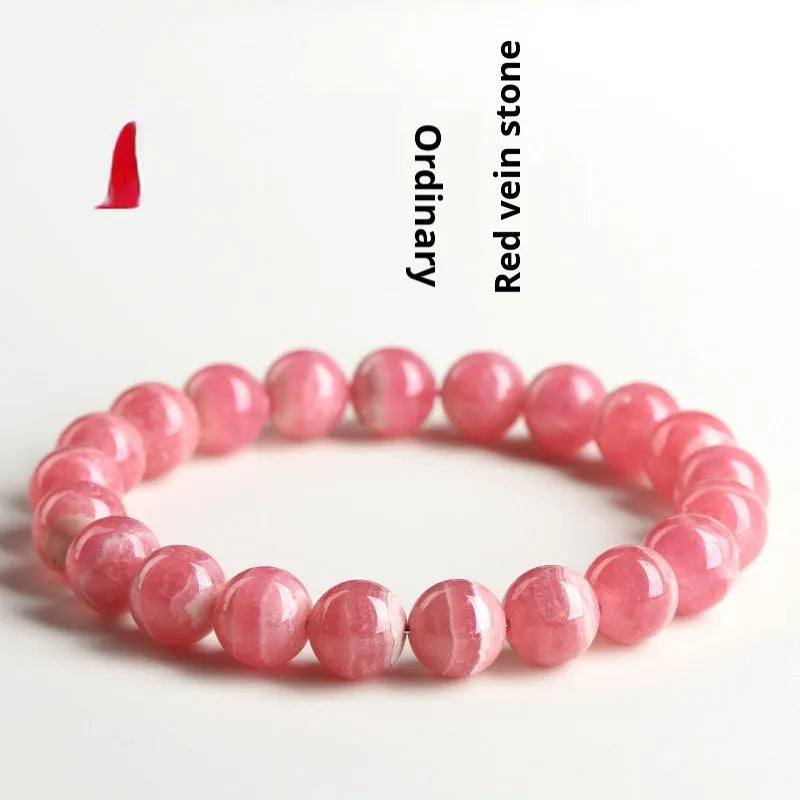 Women's geometric crystal bracelet with longevity lock fastening in rhodochrosite colour with multiple bead size options