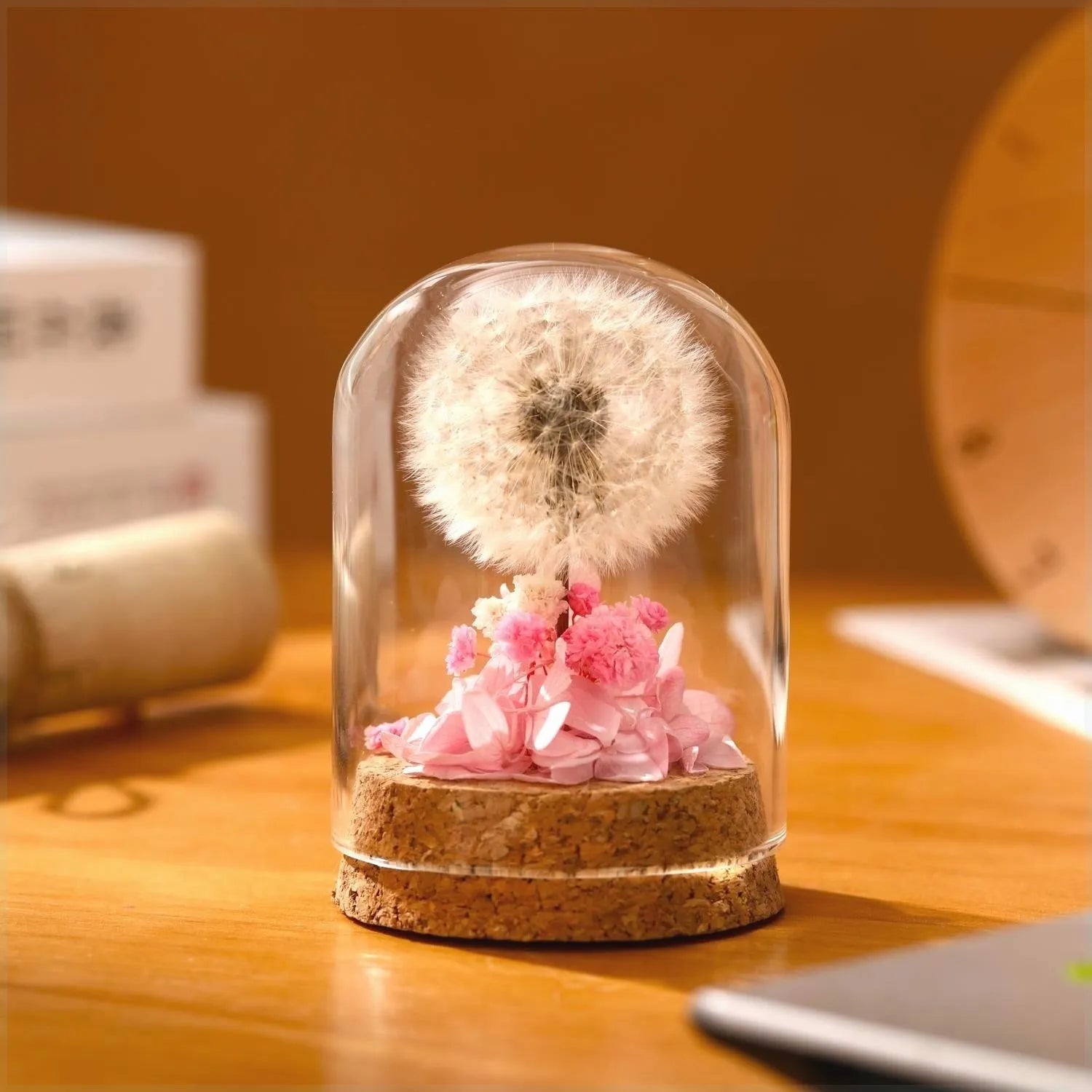 Glass dandelion-shaped night light ornament with colour gradient options