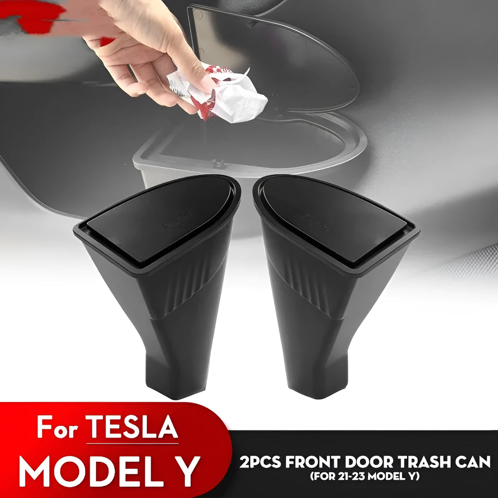 Black ABS plastic car door storage containers for Tesla Model Y front door pockets