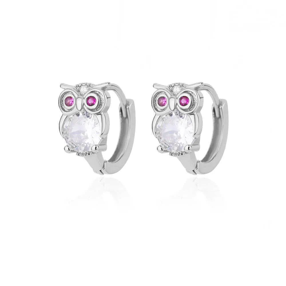 Pair of geometric micro-inlaid zircon ear clips for women in stainless steel, Korean style, available in two colours