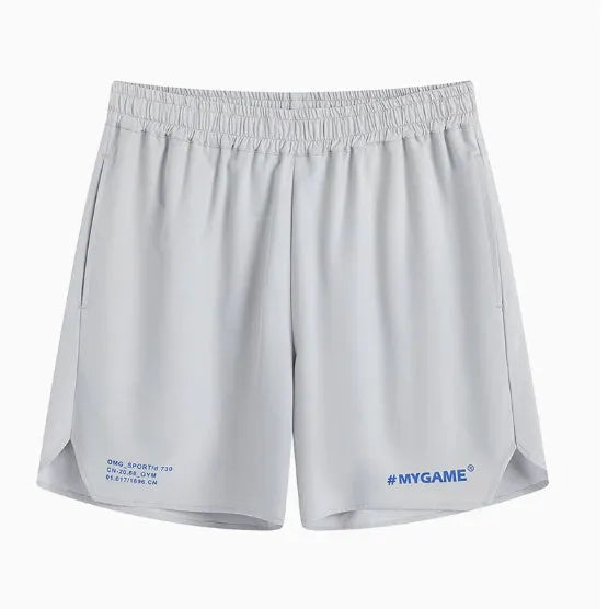 Men's fitness training shorts in blue, black, grey or white with moisture-wicking fabric
