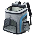 Breathable nylon pet backpack for pets up to 20 kg in grey colour with medium-to-hard structure