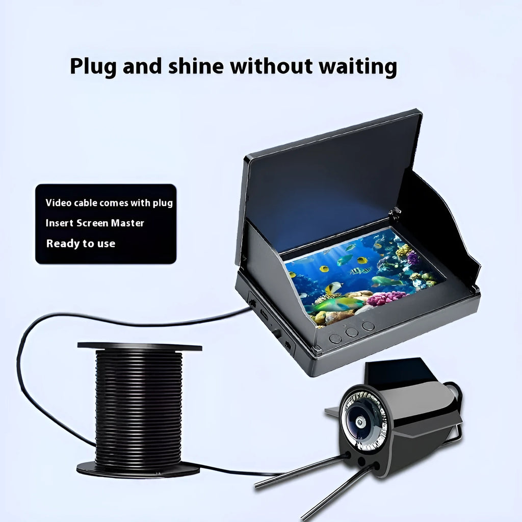 Underwater fishing camera with 4.3-inch screen, wide-angle lens and night vision lights