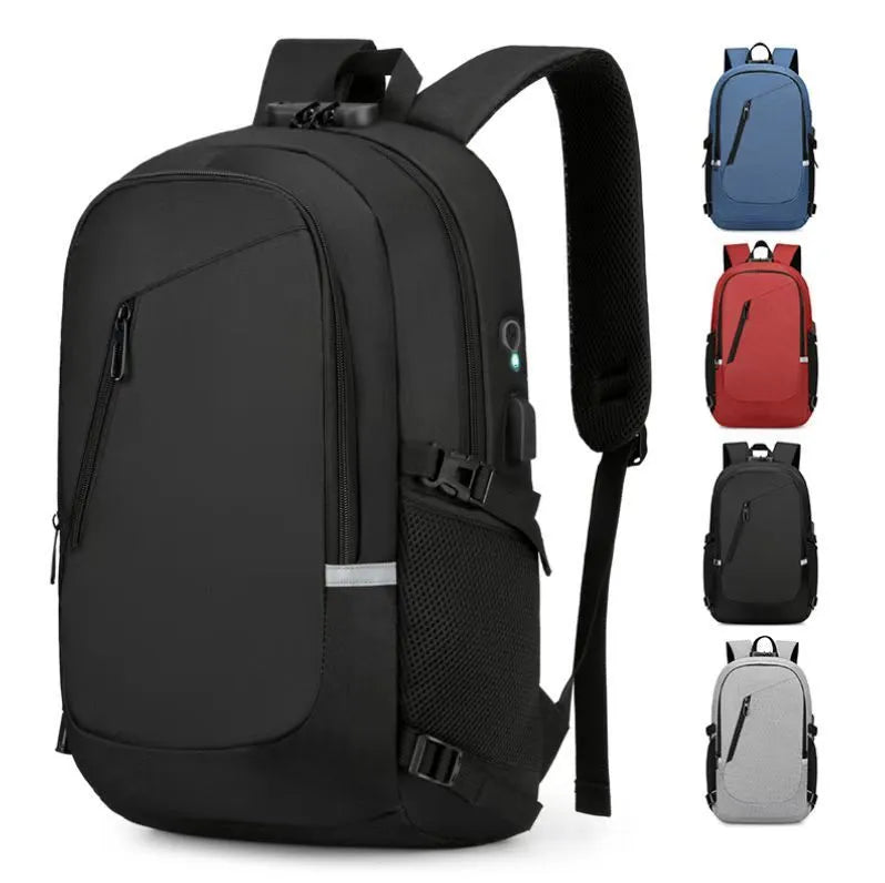 Oxford cloth computer backpack in blue colour with 20-35L capacity for leisure travel