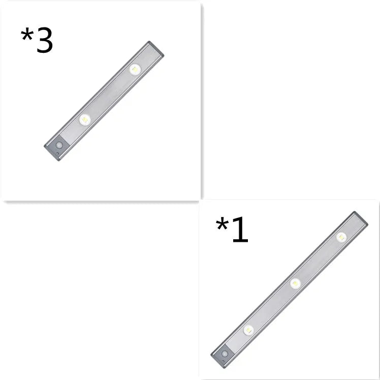 Rechargeable motion sensor lamp with aluminium body and magnetic mount for under-cabinet use, three colour temperature LED