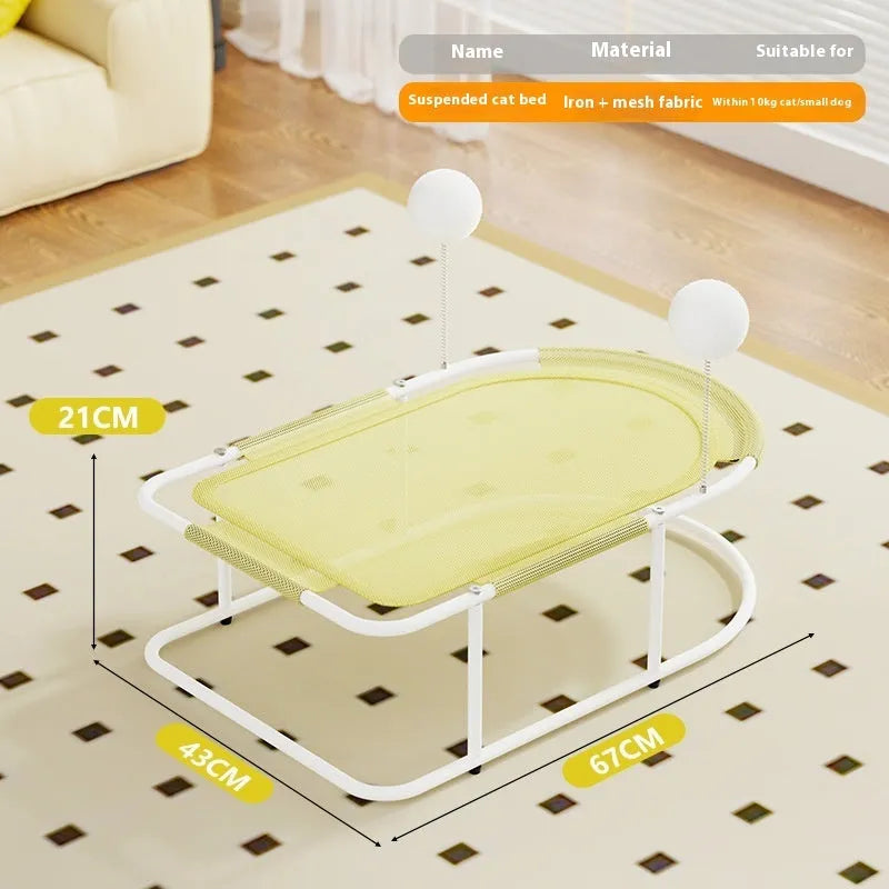 Large grey fabric cat kennel with breathable bracket design, shown as a pet bed and cage.