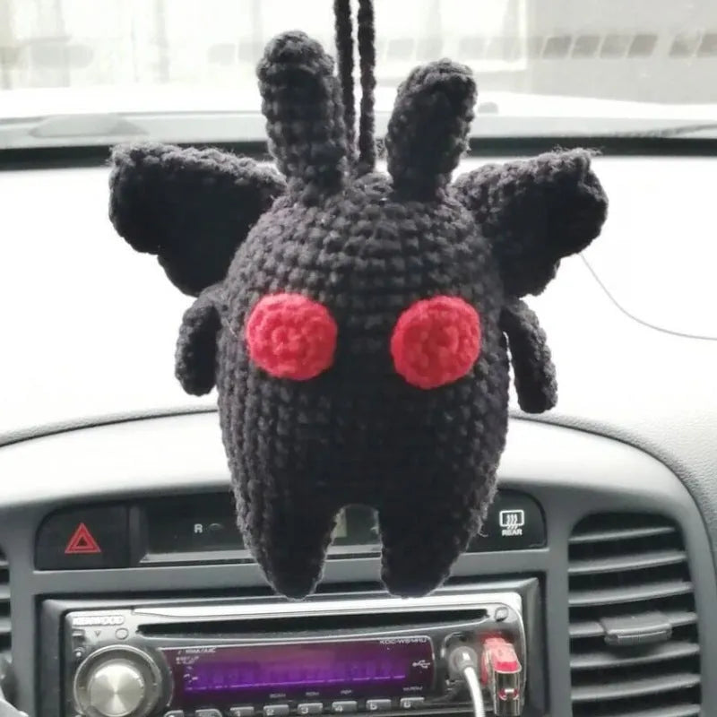 Hand-woven polyester car hanging ornament in cartoon character design
