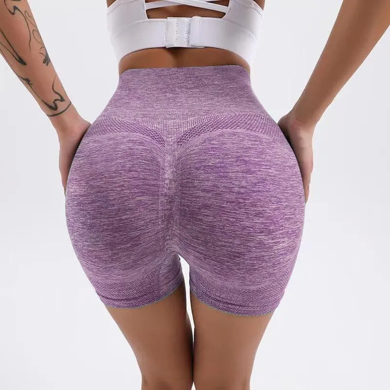 Women's high-waist yoga shorts with honey hip design in quick-drying nylon fabric