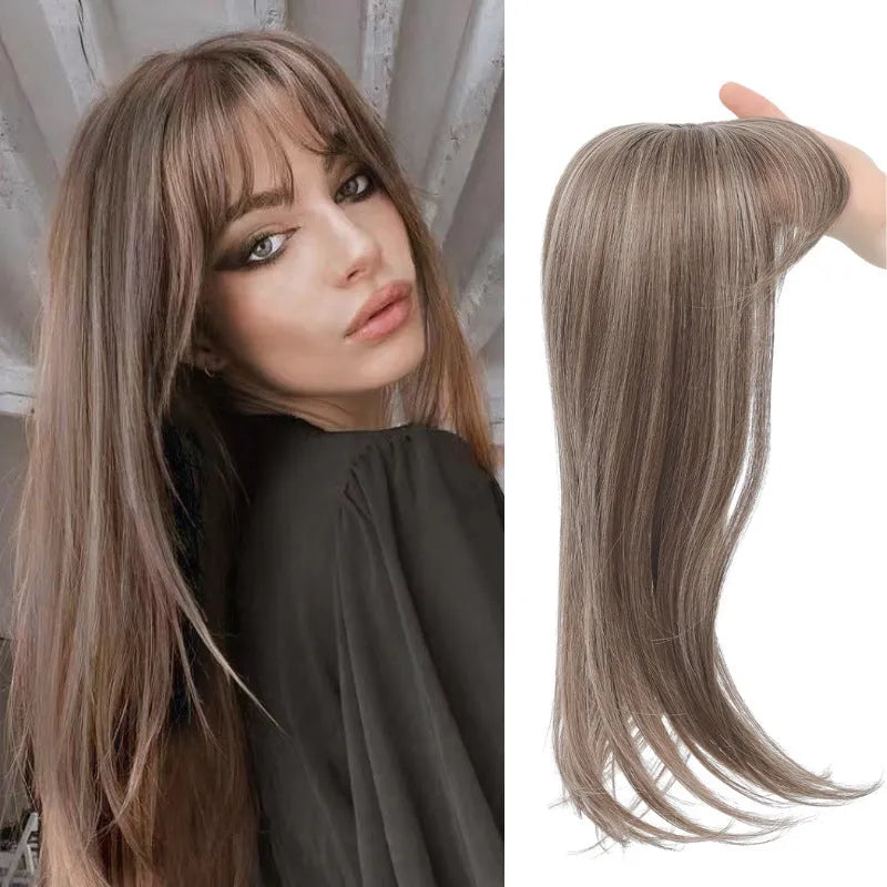 Synthetic clip-in hair extension wig with inner buckle fastening in one of six colour styles.