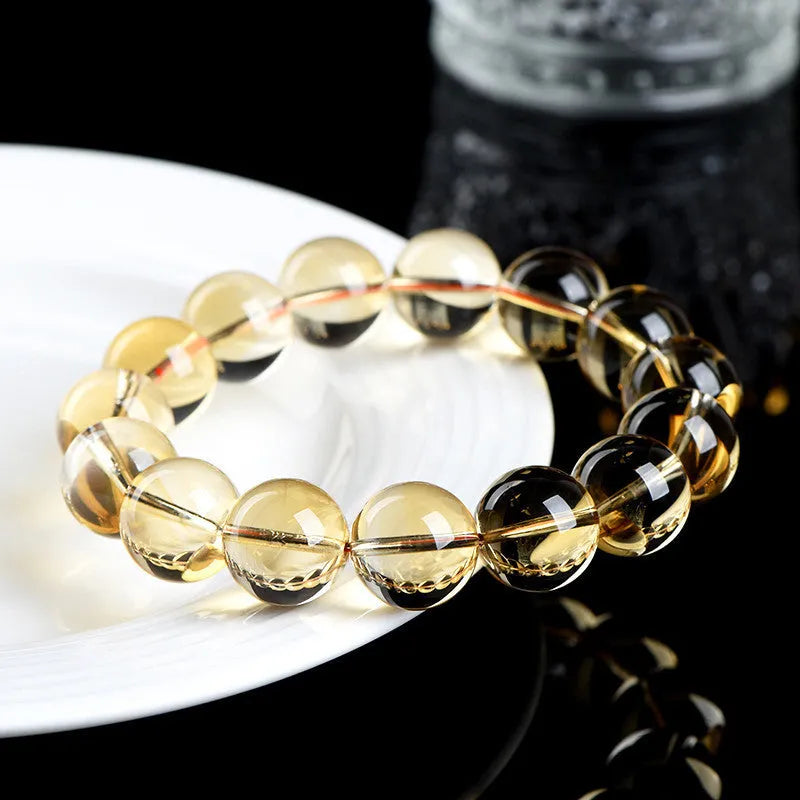 Natural citrine scattered beads ball bracelet in polished 7A or 6A grade, showing original design.
