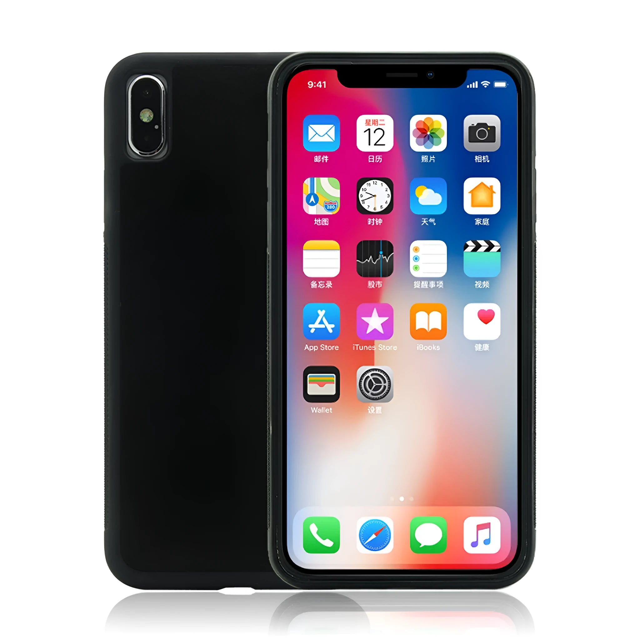 Anti-gravity nano material TPU PC two-in-one shockproof phone case in black with mirror finish for iPhone