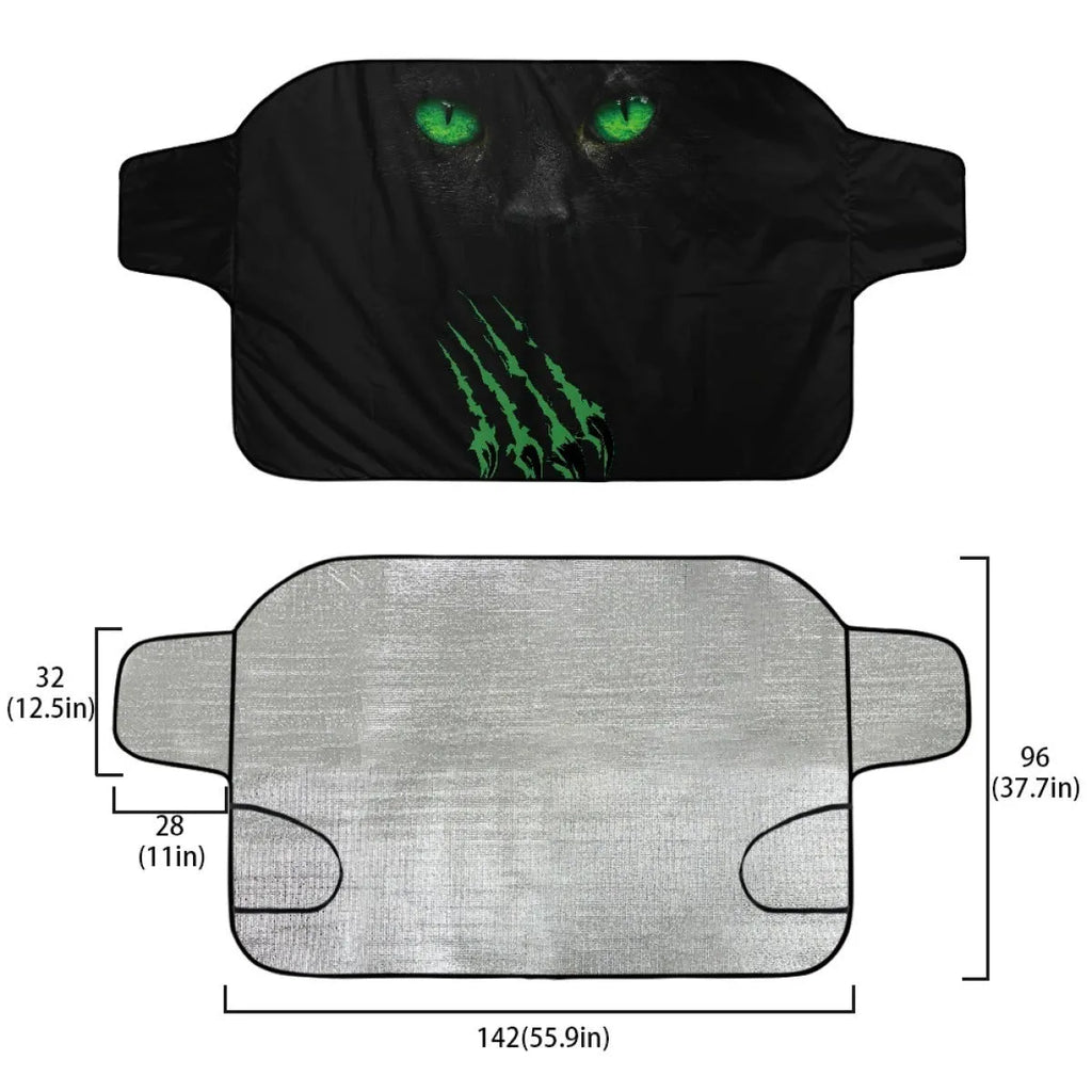 Car snow protection front gear made of aluminium film foam polyester fabric with lanyard installation system