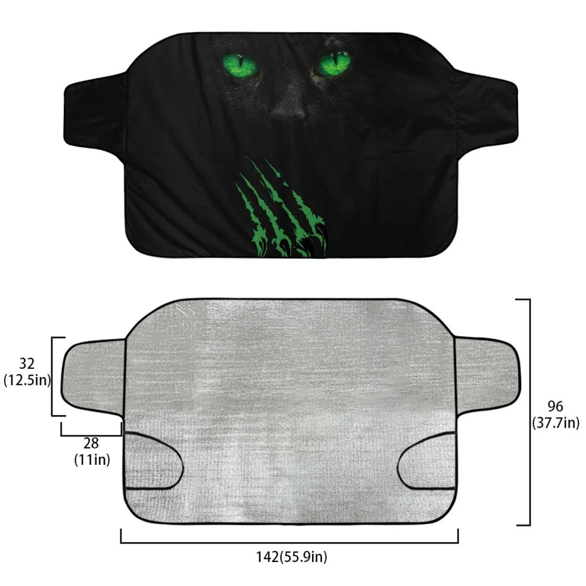 Car snow protection front gear made of aluminium film foam polyester fabric with lanyard installation system