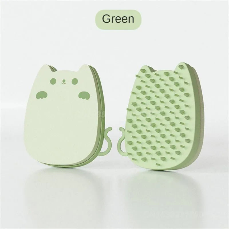 Blue silicone pet grooming comb with soft and hard bristle options for cats and dogs