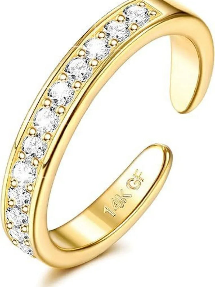 Geometric toe ring with gold plating and rhinestone or water drop decoration options