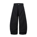 Black men's loose-fitting cotton pleated trousers with a wide-leg casual style.