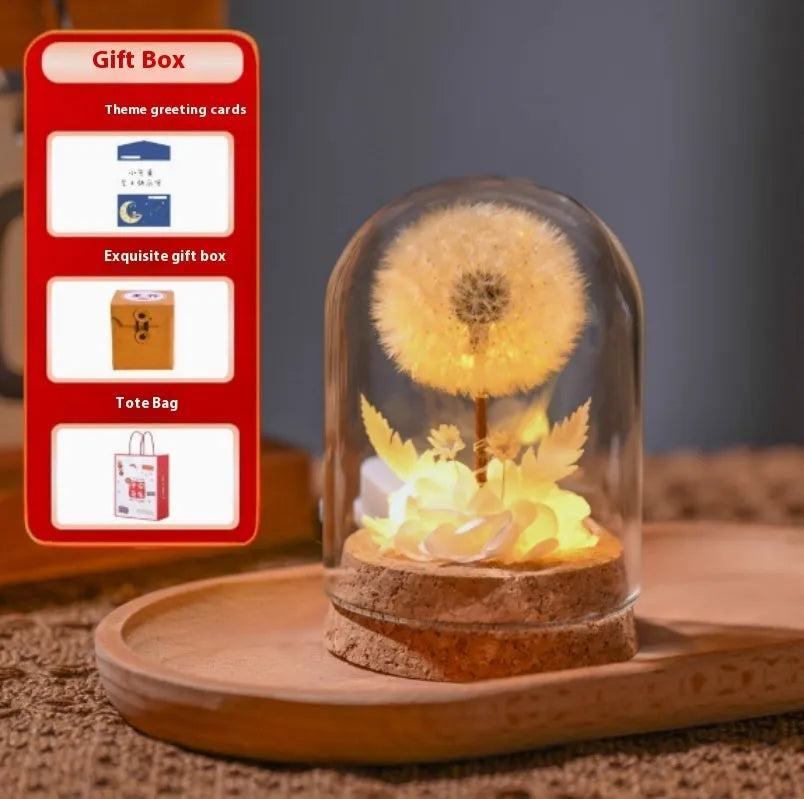 Glass dandelion-shaped night light ornament with colour gradient options