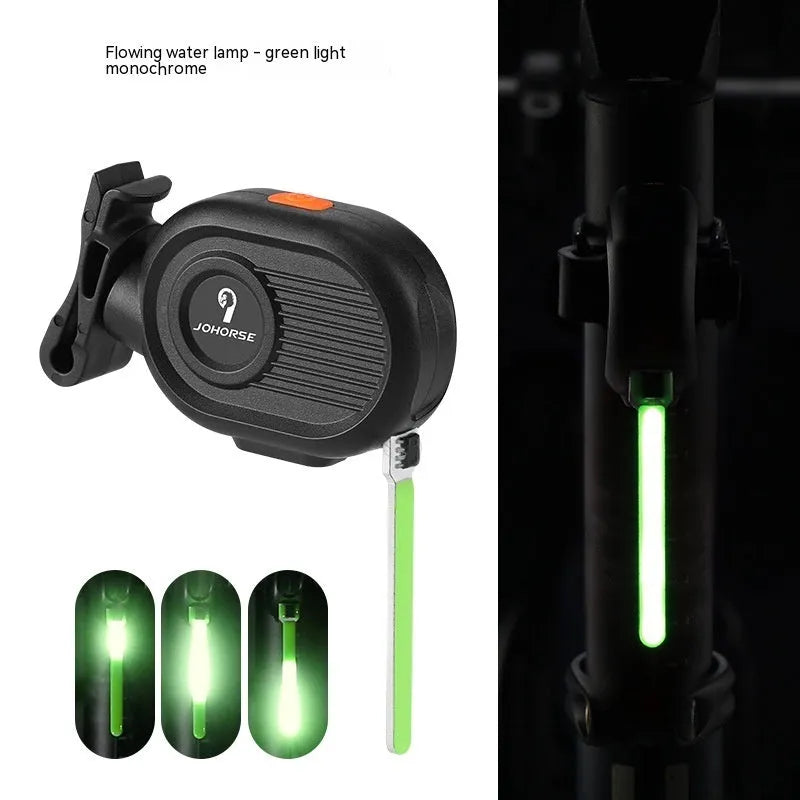 Bicycle tail light with running water illumination effect in multiple colour options