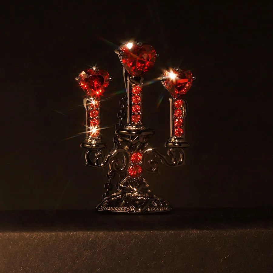 Women's retro hollow candlestick pendant necklace with gothic cross chain in zinc alloy.
